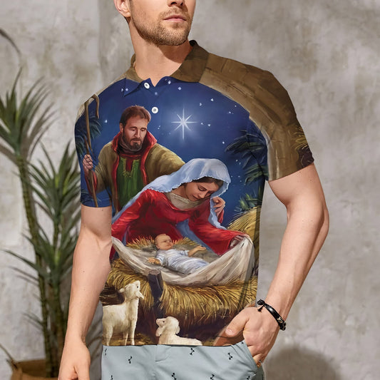 Holy Family Born Polo Shirt For Men | Polo T-shirt | Men Short Sleeve Shirt